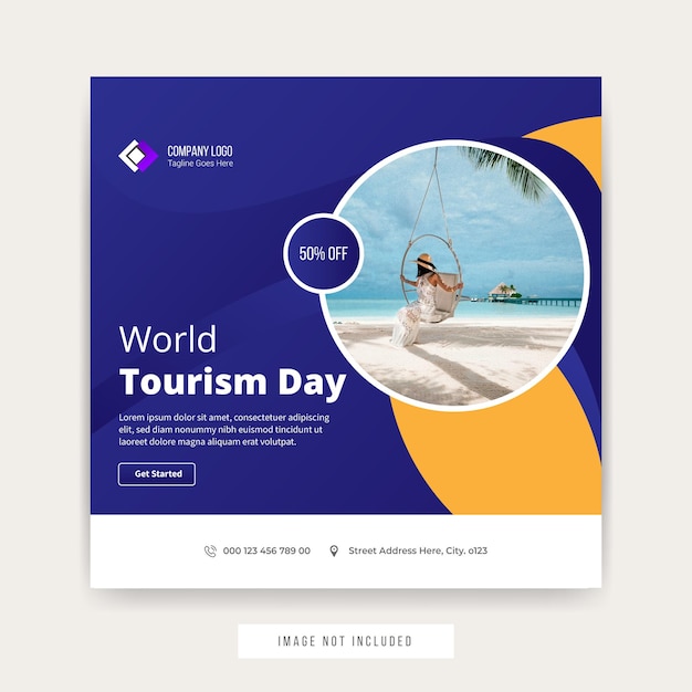 Welttourismustag social media post template design premium-vektor