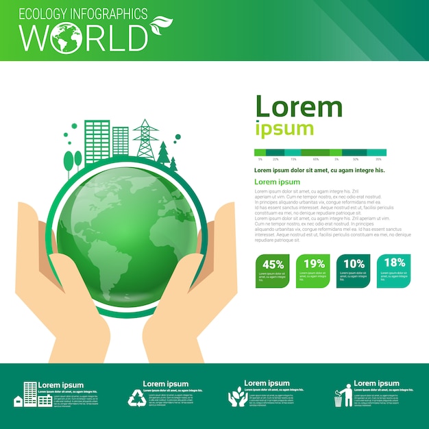 Weltumweltschutz-grüne energie-ökologie infographics-fahne mit kopienraum