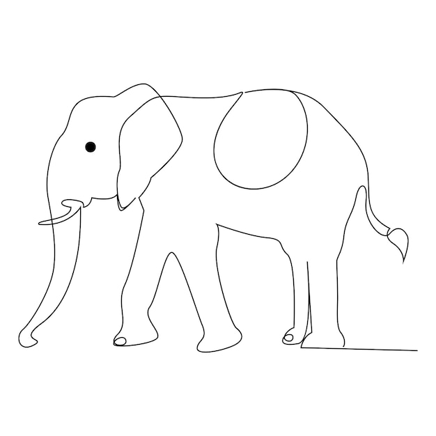 Vektor weltwildes leben kontinuierliche einzelzeilen-kunstzeichnung und elefanten-einzeilen-umriss-vektorkunstdesign