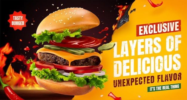 Werbebanner für hausgemachte Burger