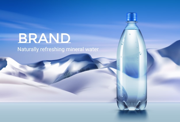 Werbeillustration der plastikflasche mineralwasser