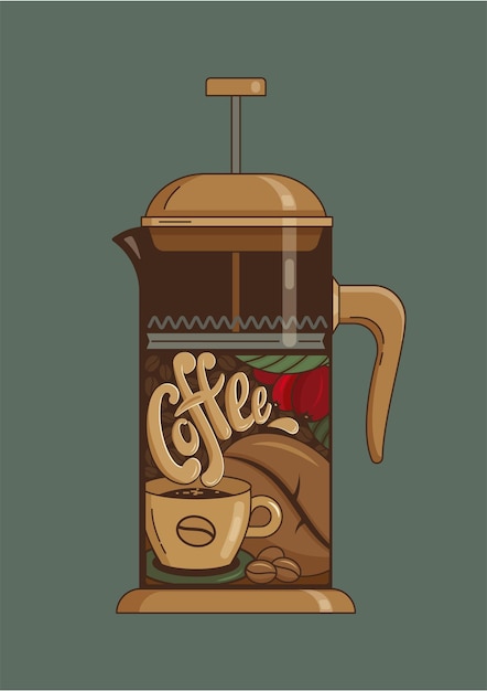 Werbeplakat french press coffee shop nostalgie