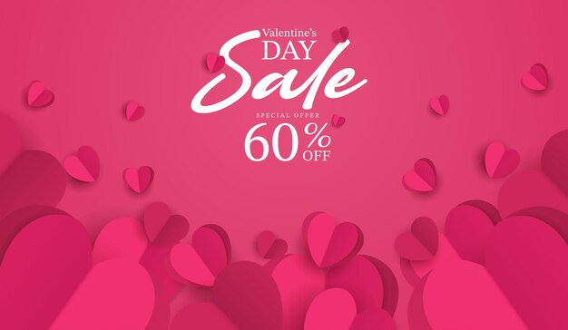 Werbeplakat oder Banner zum Valentinstag mit dem Symbol eines Herzens auf rosa Hintergrund Werbung und Einkauf Vorlage oder Hintergrund für Liebe und Valentinstag Konzept Vektordesign