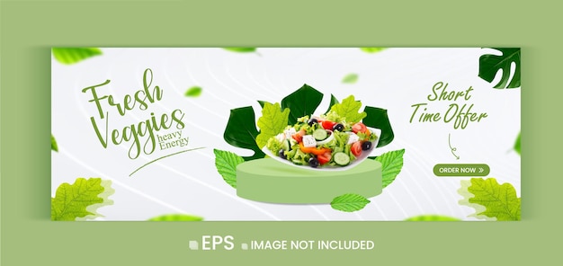 Werbung für frisches und gesundes gemüse angebot facebook cover banner template premium vektoren