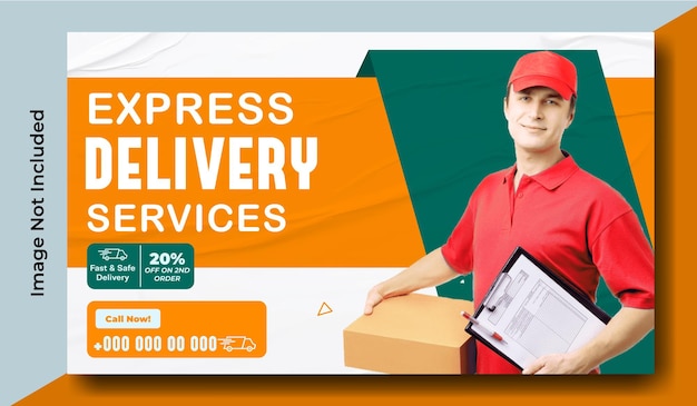 Werbung für Lieferdienste Werbe-Web-Banner-Vorlage-Design