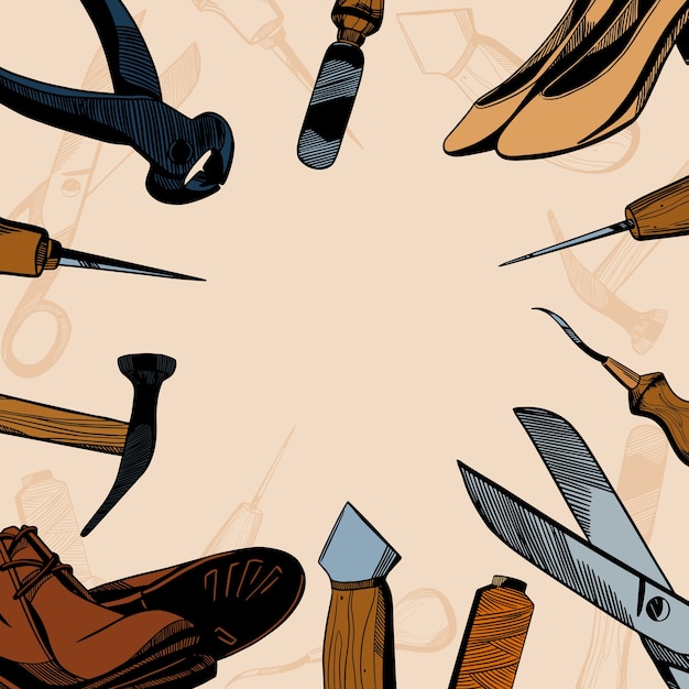 Werkzeuge des Handwerks: die Werkstatt des Handwerker-Schuhmachers