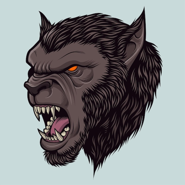 Vektor werwolf-kopf-illustration für halloween-thema-gestaltungselement