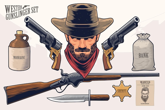 Western gunslinger set