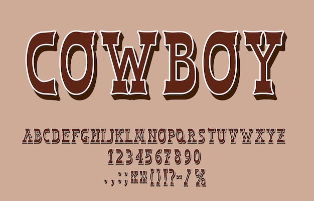 Vektor western-rodeo-schriftart texas-schriftart wild west