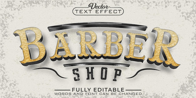 Western Worn Barber Shop Vektor bearbeitbare Texteffektvorlage