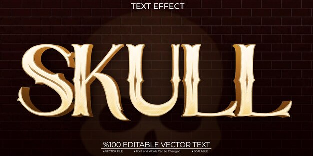 Westlicher Text Shiny Skull editierbare und skalierbare Vorlage Vektortexteffekt