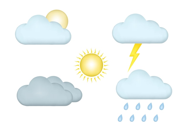 Vektor wetter-icon-set mit 3d-stil