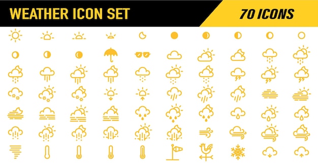 Wetter-iconen wettervorhersage-icon-set wolken-logo wetterwolken sonniger tag mond schneeflocken