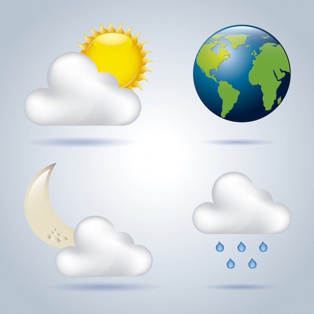 Wetterikonen über blauer Hintergrundvectro Abbildung