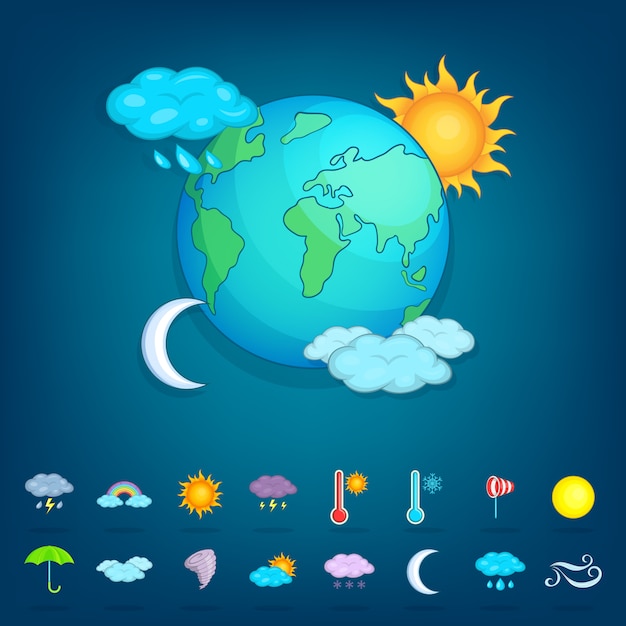 Wettersymbol-Konzeptplanet, Karikaturart