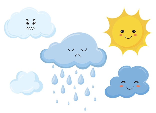 Wetterzeichen im flachen Stil isolierter Vektor