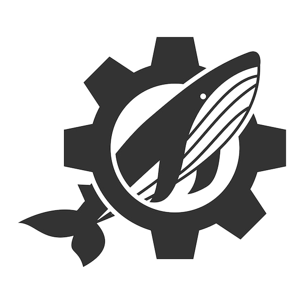 Whale gear icon illustration markenidentität