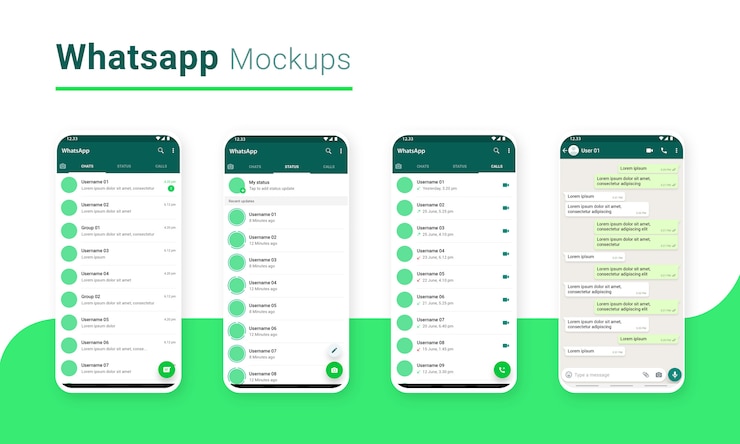 WhatsApp Chat Massage Sharing App Ui Mockup