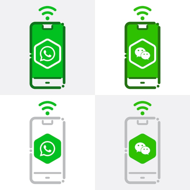WhatsApp- und Wechat-Apps-Symbol auf Smartphone-Vektormodell