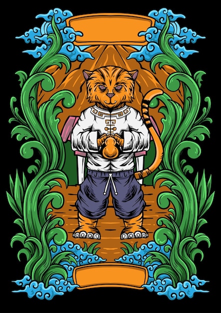 Whingcun illustration vektorgrafiken tiger der meister whingcun vektorgrafiken