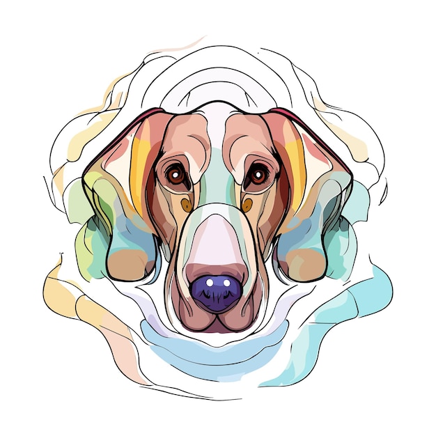 Vektor whiskers und woods aquarell abstrakter hundekopf