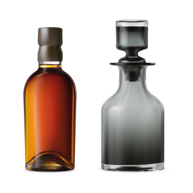 Whiskyflasche mit Decanter-Mockup-Vektorillustration