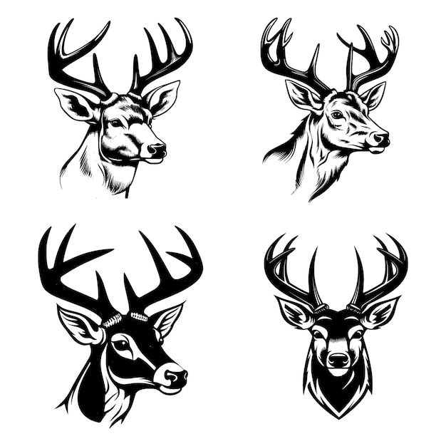 Whitetail Buck Cartoon einfache Logografik eine schwarze Vektorillustration auf weißem Hintergrund Für Apps Logos Websites Symbol UI UX Grafiken und Webdesign EPS 10