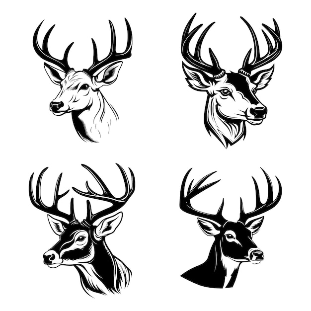 Whitetail Buck Cartoon einfache Logografik eine schwarze Vektorillustration auf weißem Hintergrund Für Apps Logos Websites Symbol UI UX Grafiken und Webdesign EPS 10