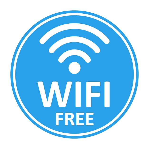 Wi-Fi Freizone blaue Farbe drahtlose Aufkleber Design Symbol Verbindung Hotspot Bereich Illustration