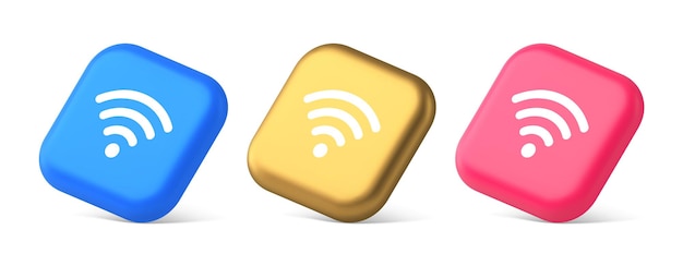 Wi-Fi-Internet-Verbindungsknopf Hochgeschwindigkeits drahtloses Cyberspace digitales Netzwerk 3D-realistische Ikonen