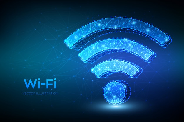 Wi-Fi-Netzwerk-Symbol. Niedriges polygonales abstraktes Wi-Fizeichen.