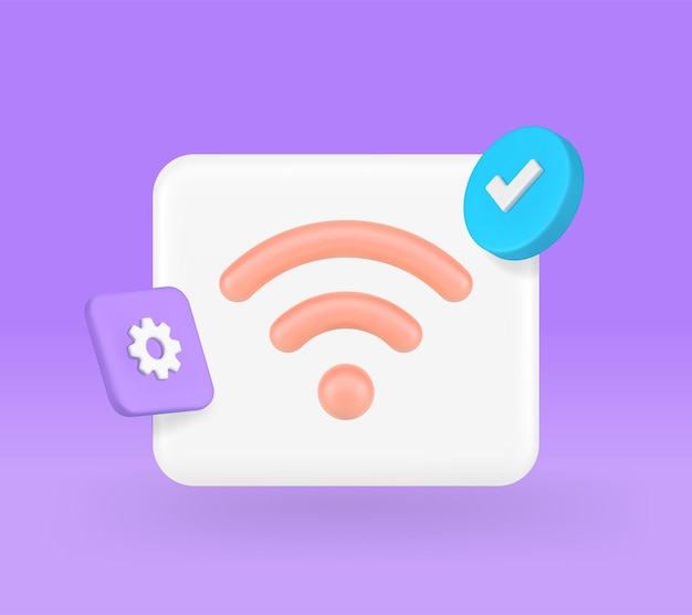 Wi-Fi-Wireless-Internet-Netzwerk Erfolg der Verbindung verfügbarer Zugang 3D-Symbol realistischer Vektor