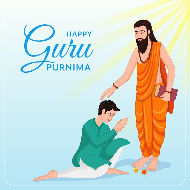 Widmen Sie sich spirituellen Lehrern, die Gurus seinen Shishya-Schülern Happy Guru Purnima segnen