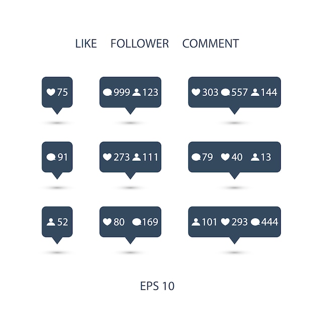 Vektor wie, follower, kommentar icons set