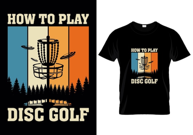 Vektor wie man disc golf t-shirt design-vorlage spielt.