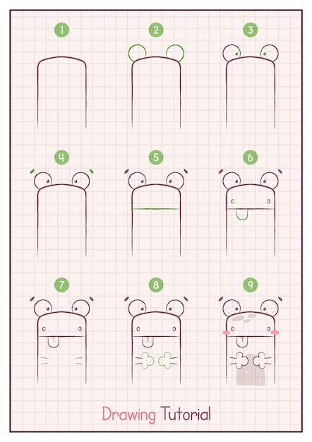 Wie man einen frosch schritt für schritt zeichnet zeichnung tutorial zeichnungsführer einfache anweisungen für kinder und erwachsene