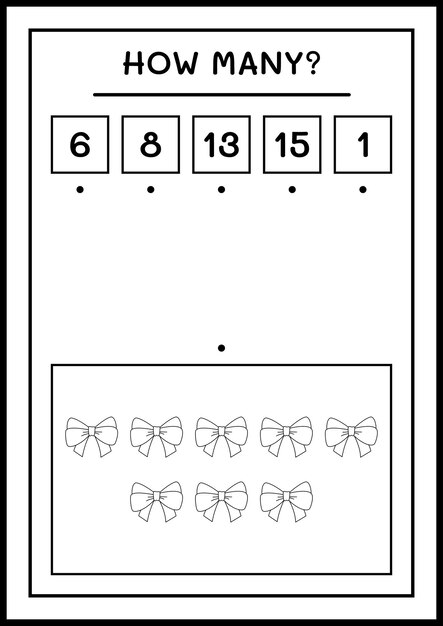 Wie viele bänder, spiel für kinder. vektorillustration, druckbares arbeitsblatt