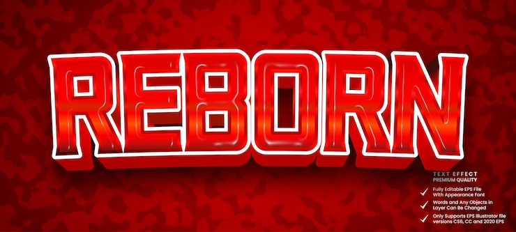 Vektor wiedergeborener 3d-textstileffekt