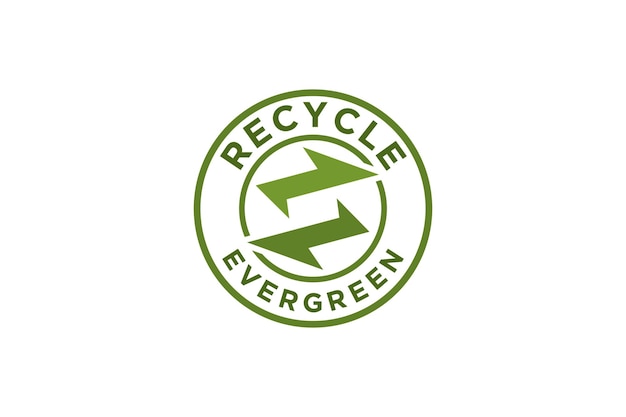 Wiederholen sie das recycling-logo-design-symbol symbol immergrüne organische illustration abgerundeter kreispfeil