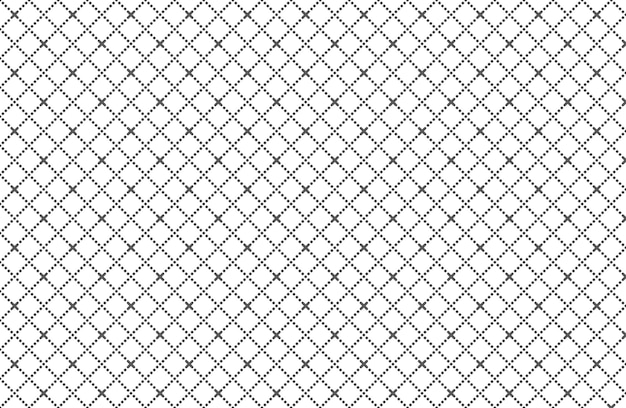 Wiederholte gestrichelte Rhombus-Fliesen Mit zeitgenössischer brillanter Maschentechnik Wiederholte Gestrichelte diagonale Fliesen mit gestrichelten Rhombus und Kreuzen in Knoten Vektorillustration auf weißem Hintergrund