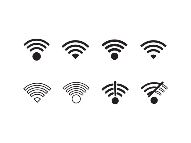Wifi-Icon-Satz Drahtlos und ohne Wifi- Icon-Signal-Ikon-Vektor-Design