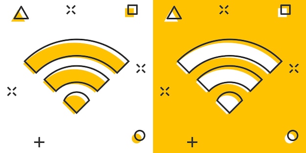 Wifi-internet-symbol im comic-stil wifi-wireless-technologie-vektor-cartoon-illustration-piktogramm netzwerk-wifi-business-konzept-splash-effekt