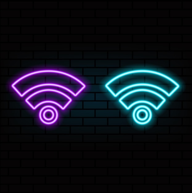 Wifi-Neon-Schild Vektor Nachthelle Werbung Vektor-Illustration im Neon-Stil für Café und Verbindung Vektorillustration im neon-Stil