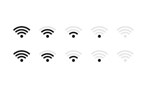 Wifi-Signalsymbol in Schwarz. Internet. Vektor-EPS 10. Getrennt auf weißem Hintergrund.