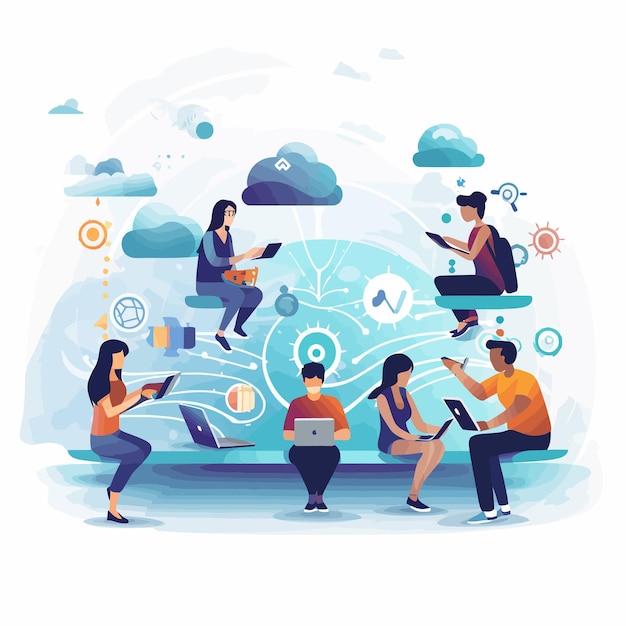 Wifi_theme_with_people_working_together_vector