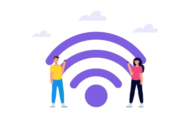 WiFi-Verbindungskonzept. Remote verbundene Geräte. Vektor-Illustration.