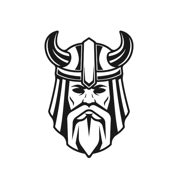 Wikinger mit bart und helm-logo-symbol-vektor-illustration