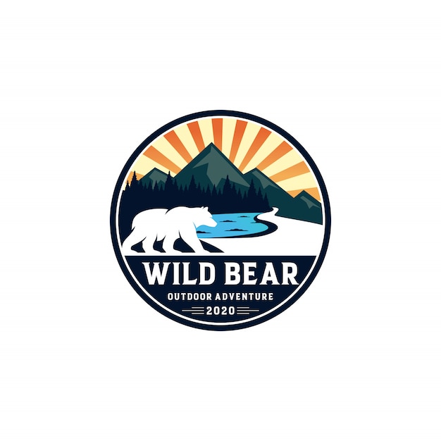 Wild bear logo outdoor abenteuer