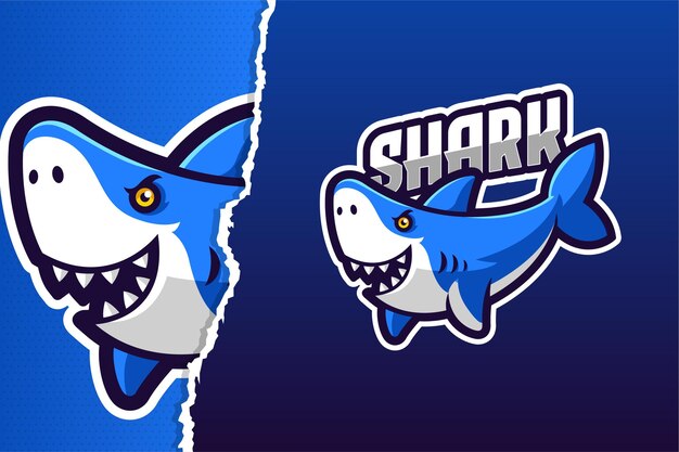 Wild blue shark maskottchen spiel logo vorlage