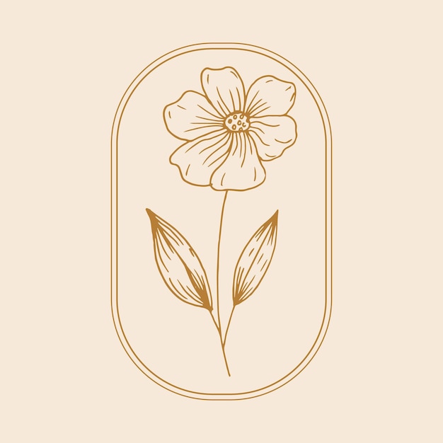 Vektor wildblumen-lineare logo-skizze blumenkranz-hochzeitsemblem-design vintage-kräuter-skizze